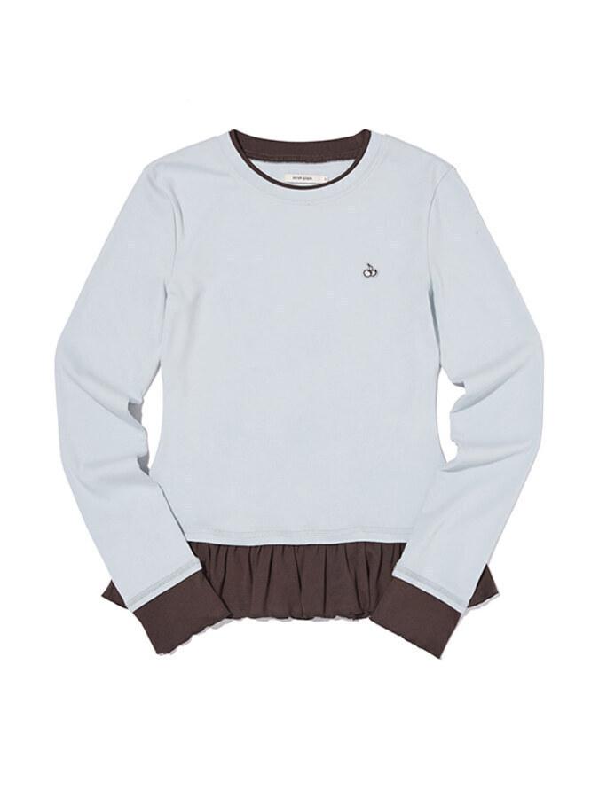 체리 슬림핏 레이어드 탑 [라이트 블루]