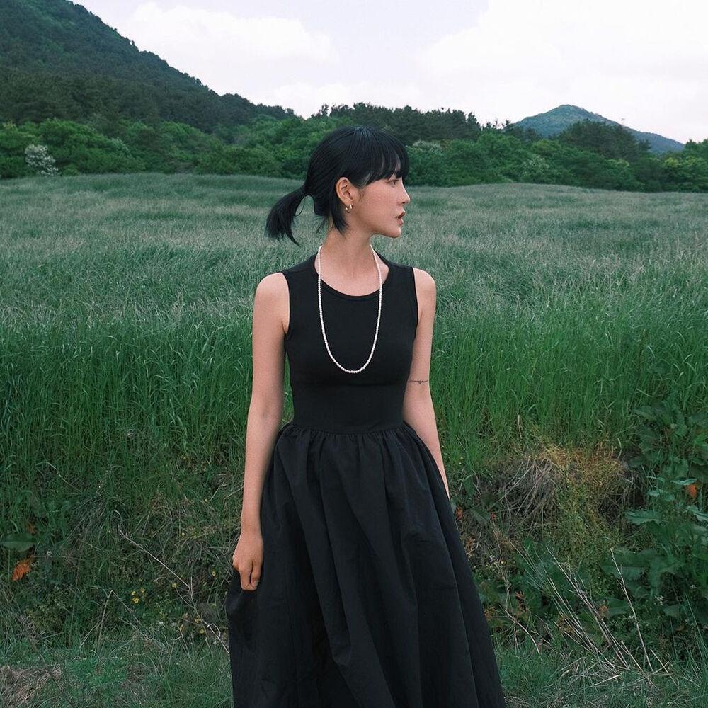 [7차 리오더] Tulle Sleeveless Maxi Dress Black WBBSOP016BK
