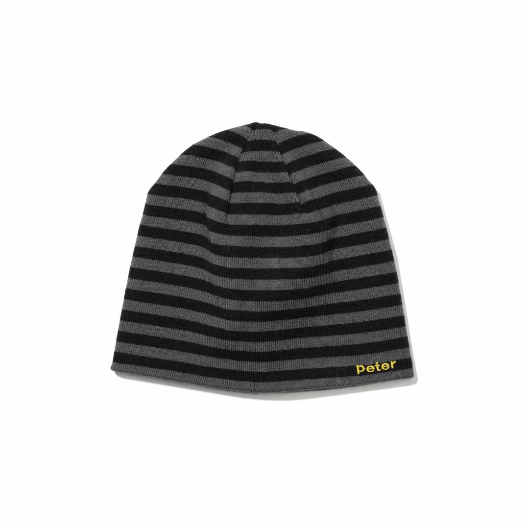 PETER STRIPE BEANIE - CHARCOAL