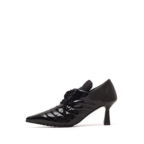 복싱 에나멜 레이스업 스틸레토힐(블랙)