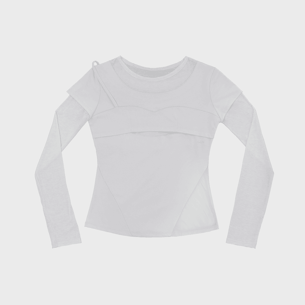 Layered Shoulder Strap Long Sleeves / Light Grey
