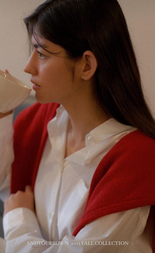 (그레이/블랙 당일) AYB 앤유브라운 울 80 숄 레이어드 니트 nt (7 Color)