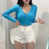 오프윤 [ 4color / S~L ] 레이첼 찢청 데님 워싱 하이웨스트 숏팬츠