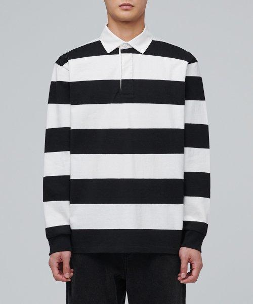 스트라이프 럭비 셔츠 [블랙/아이보리]