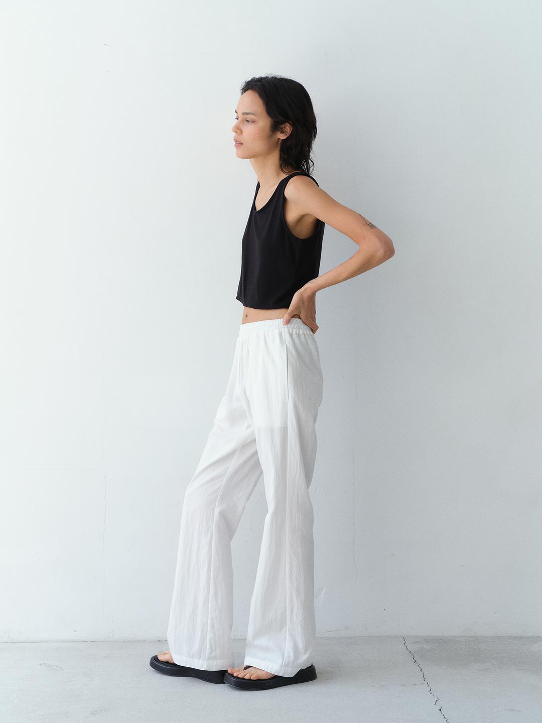 Bootcut band pants (white)