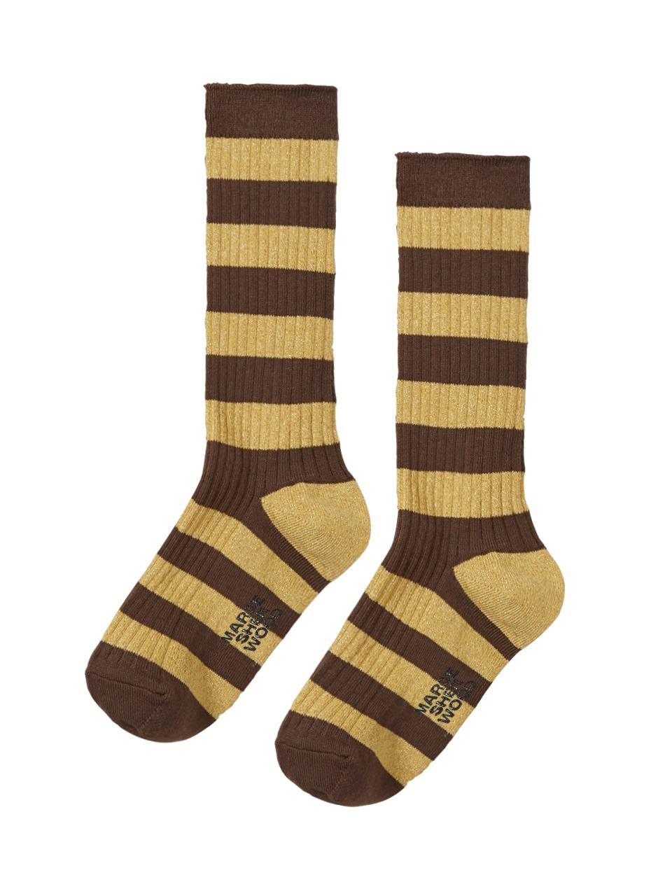 METAL STRIPE SOCKS_brown stripe