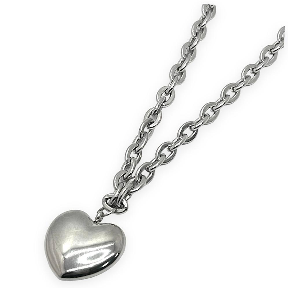 본아웃 큰하트 빅사이즈 유니크 빈티지 포인트 두꺼운 써지컬 목걸이