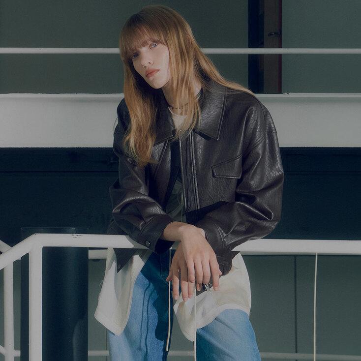 Faux Leather Blouson Jacket VL2AM080_2color