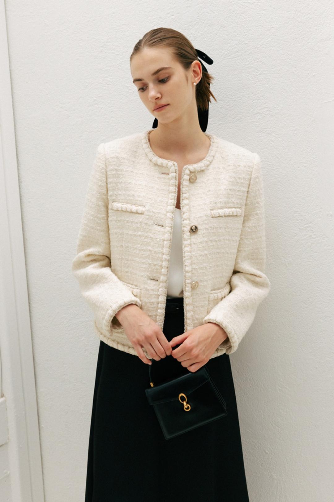 [25CLASSIC][PREMIUM]GAIA Wool tweed jacket (Cream)