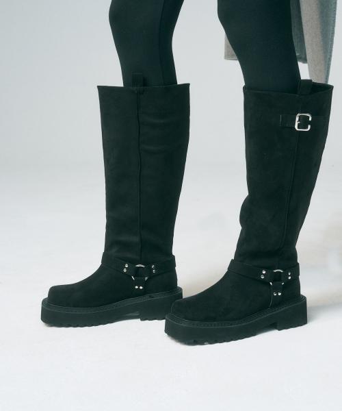 스퀘어 토 바이커 롱부츠 412448008 (5cm/2colors)