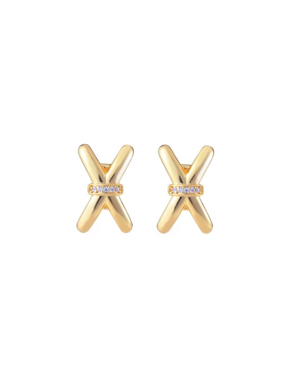 Cross wise Earring (Gold)