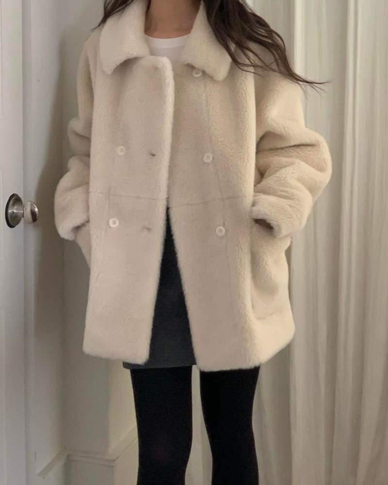 (당일) 더블 시어링 무스탕 코트