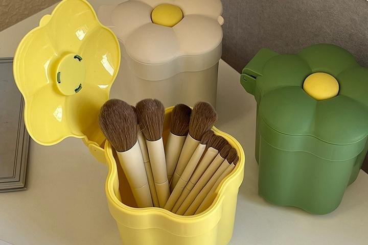 [최대3%+5%쿠폰]3colors 플라워 미니 휴지통 브러쉬꽂이 연필꽂이 다용도 보관함