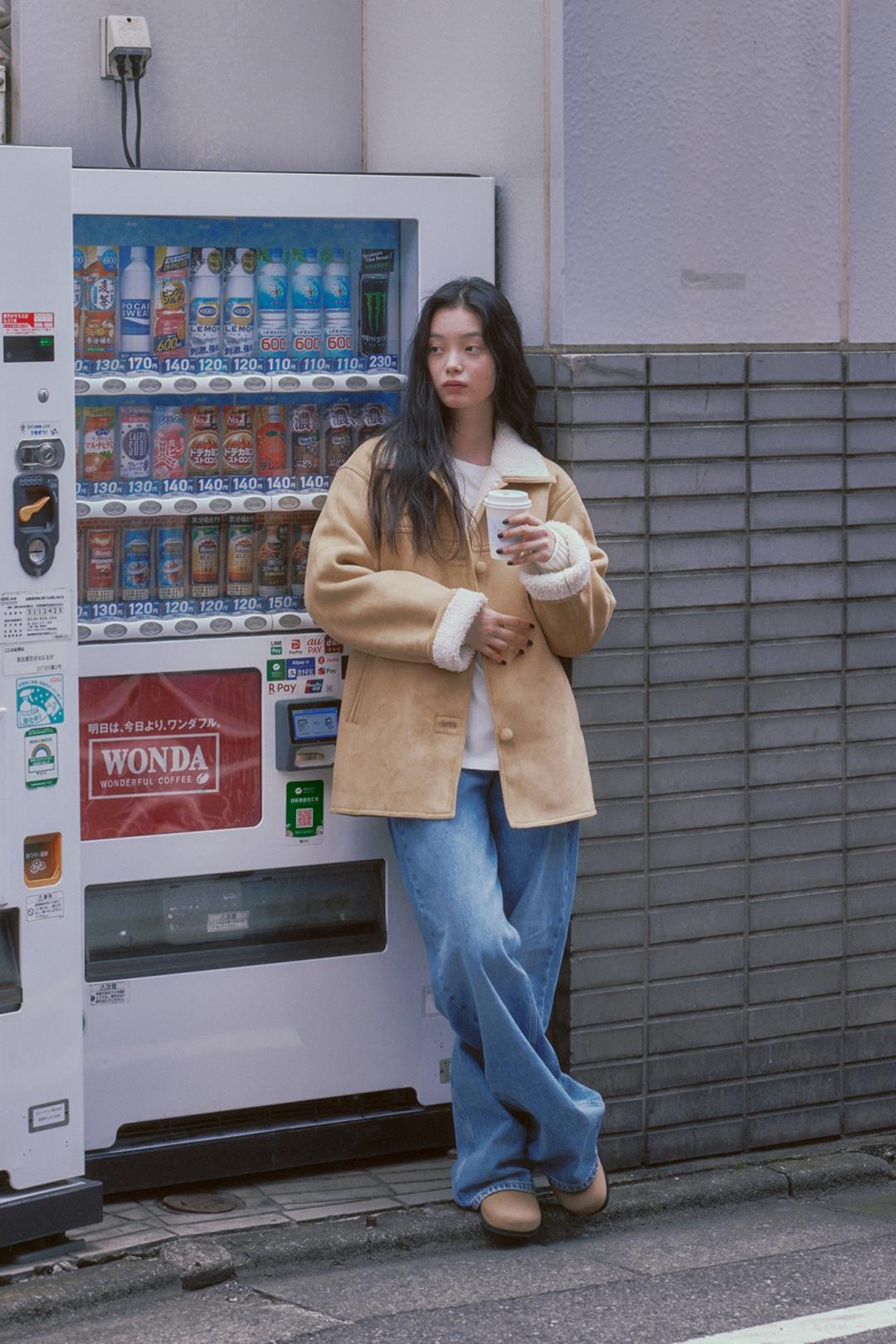 WOOL SHEARLING MUSTANG JACKET (SUEDE-BEIGE)