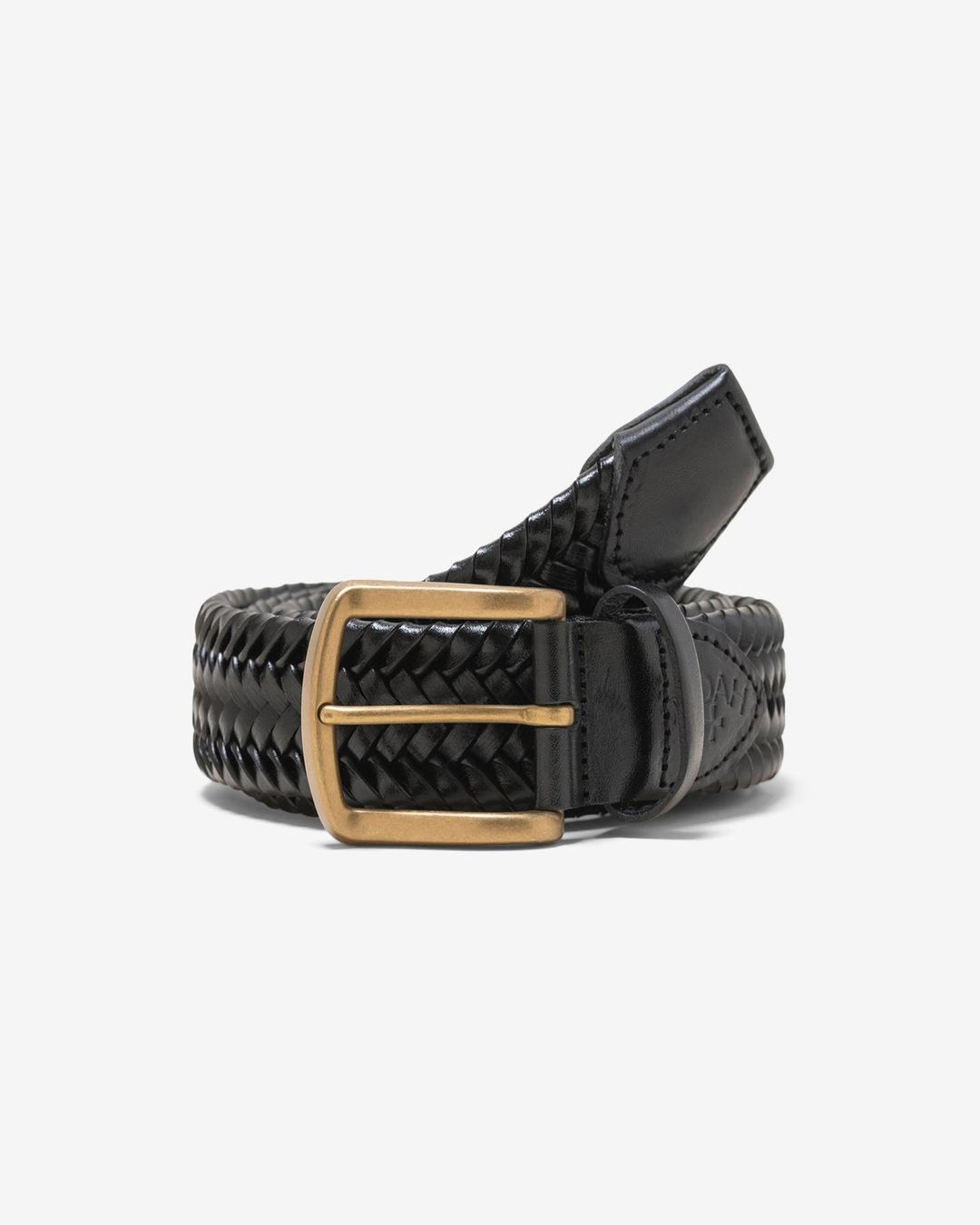 Braided Leather Belt - Black / 36