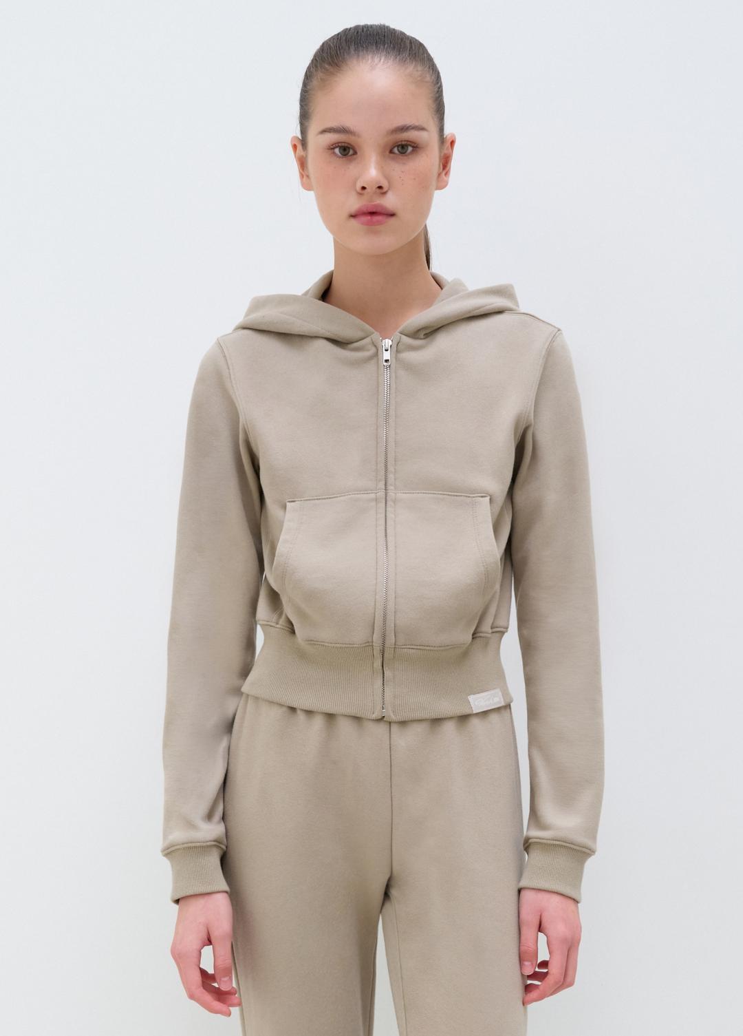 [ERA X VERISH] WOMEN SLIM-FIT HOODED ZIP-UP - OLIVE