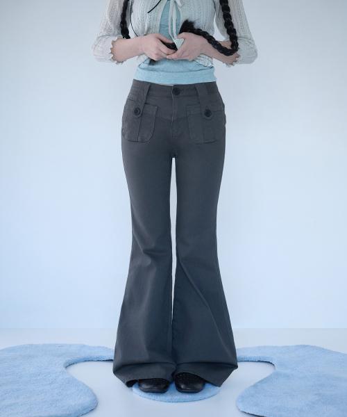 BUTTON POCKET BOOTCUT PT CHARCOAL