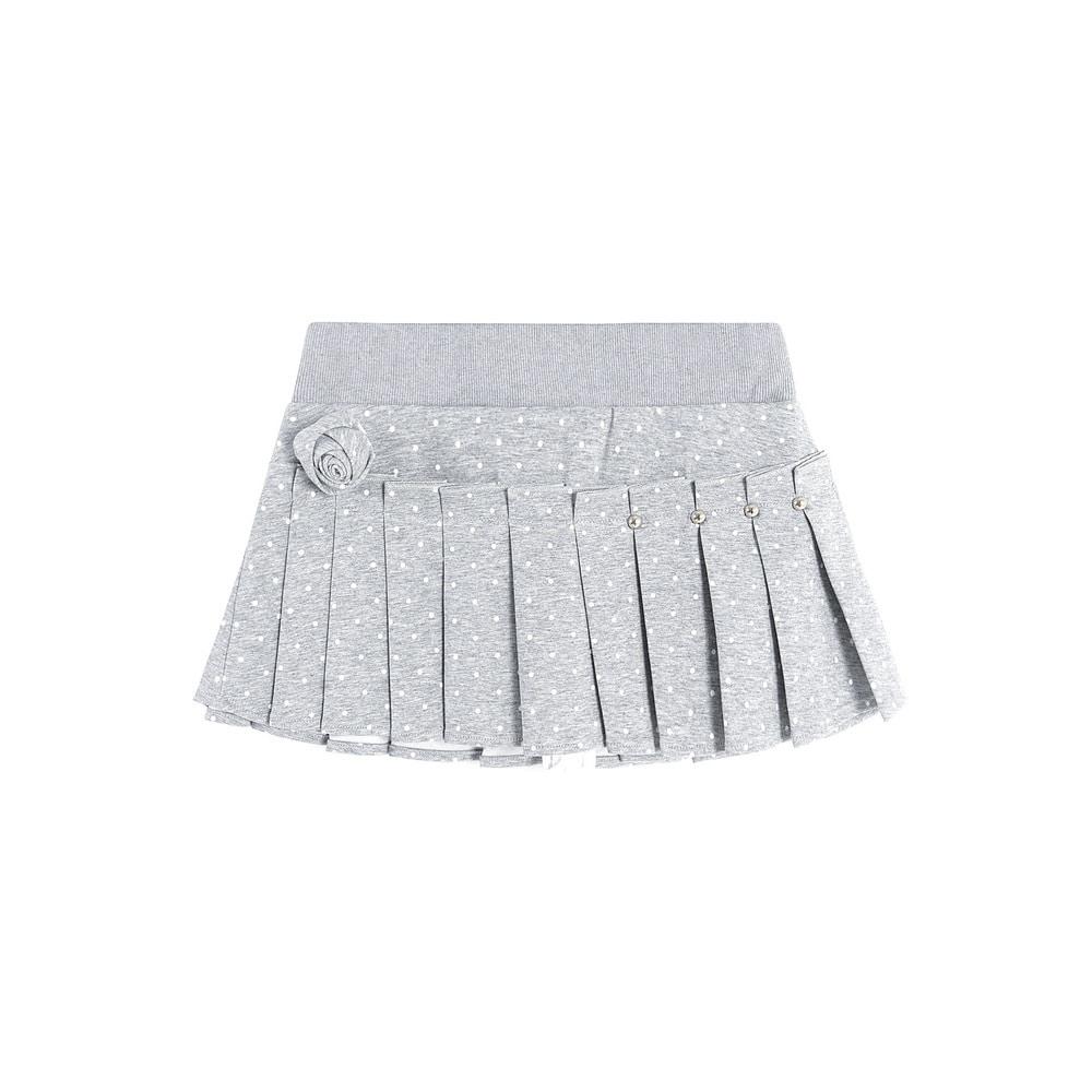 로즈 디테일 도트 플리츠 스커트 232514109