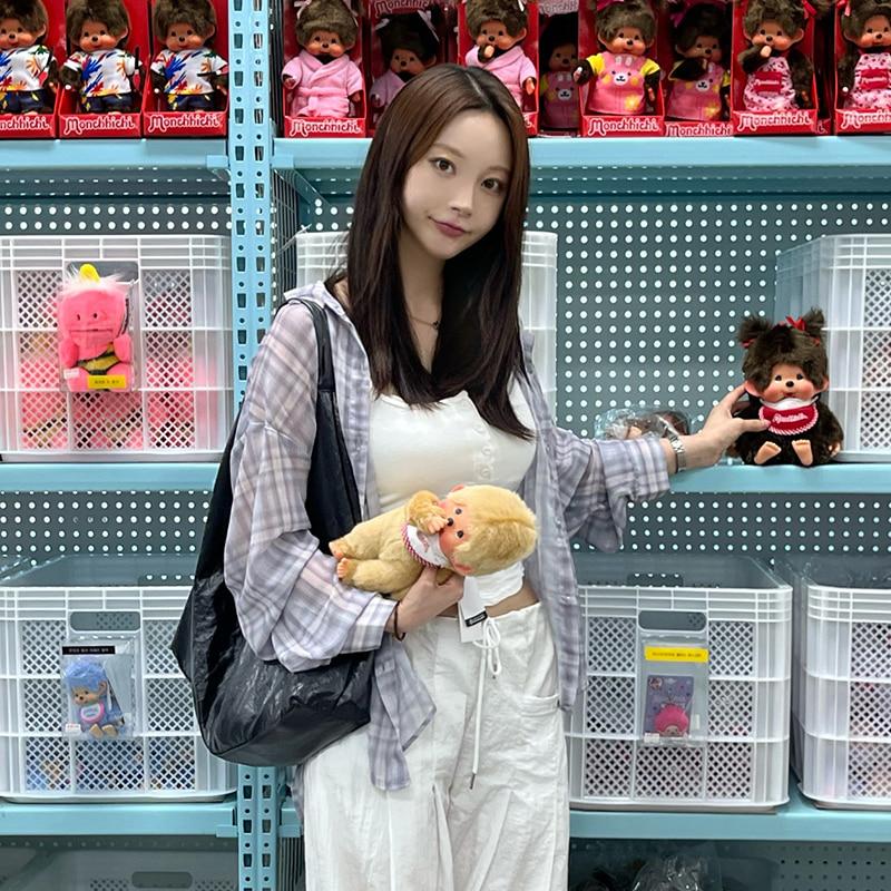 행텐 여성 폴리 체크 프린트 셔츠_라벤더