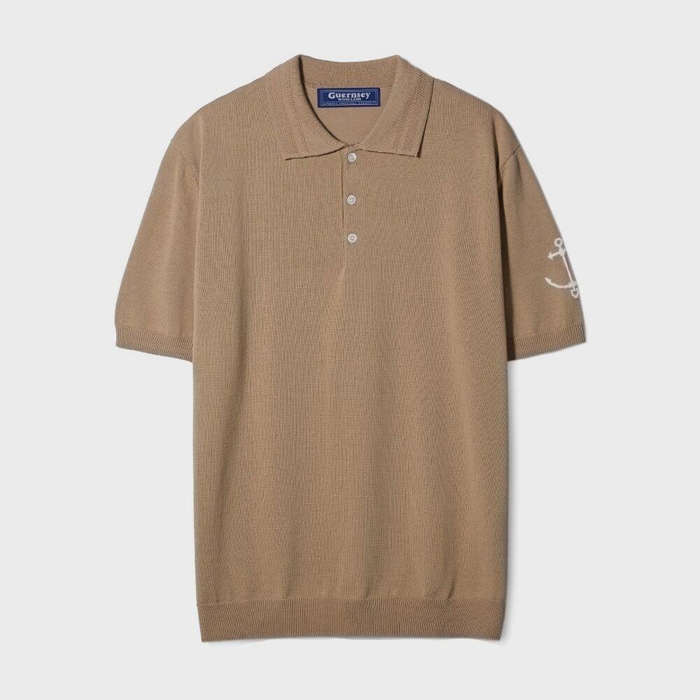 건지울른스 피셔맨 반팔 카라 니트 - 카멜