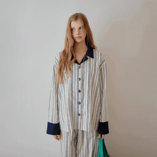 (코튼 스판) Stripe pajamas / beige