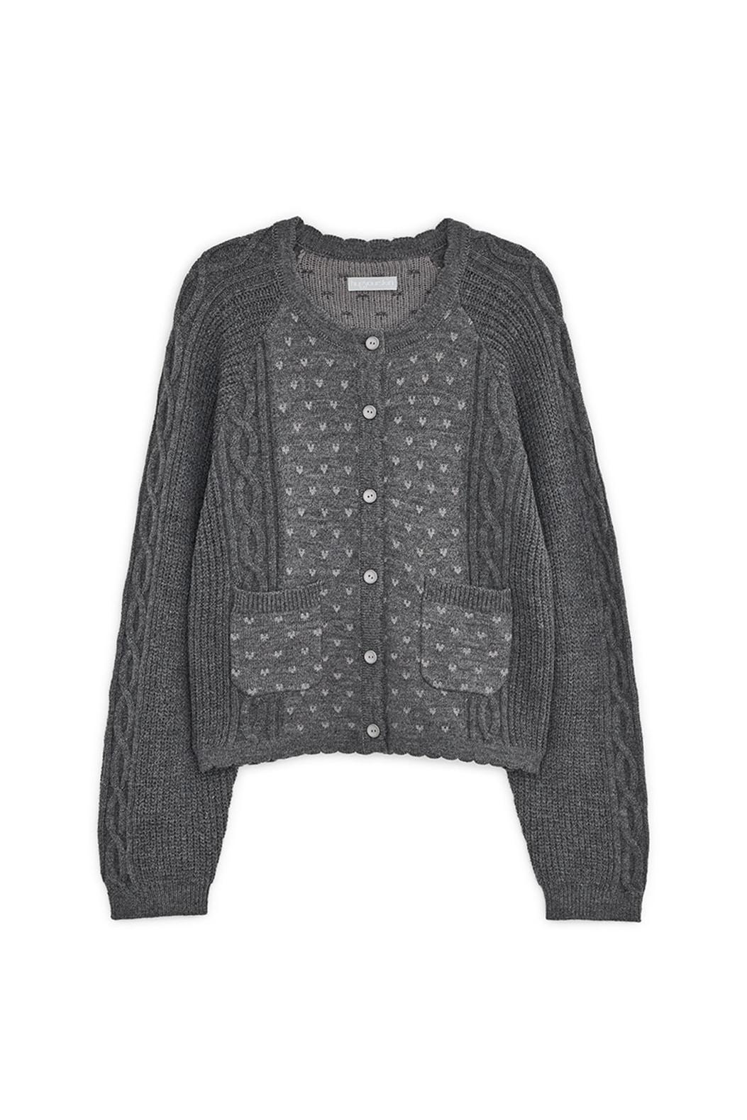 [12월 30일 출고] Vintage ruffle knit cardigan (Gray)