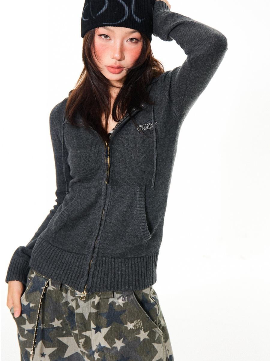 YOUNG STAGE Patch Slim Knitwear Jacket