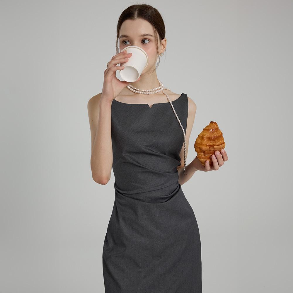 Diana Drape Sleeveless Dress(3color)