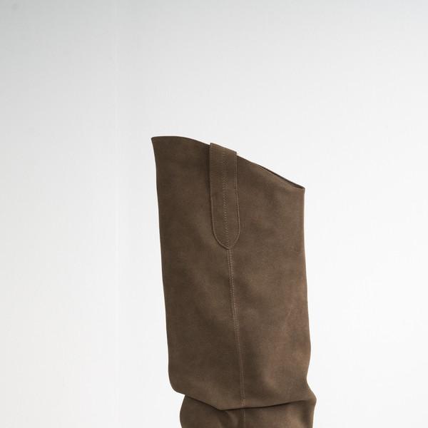 Suede Folding Warmer Boots (Brown/6cm)