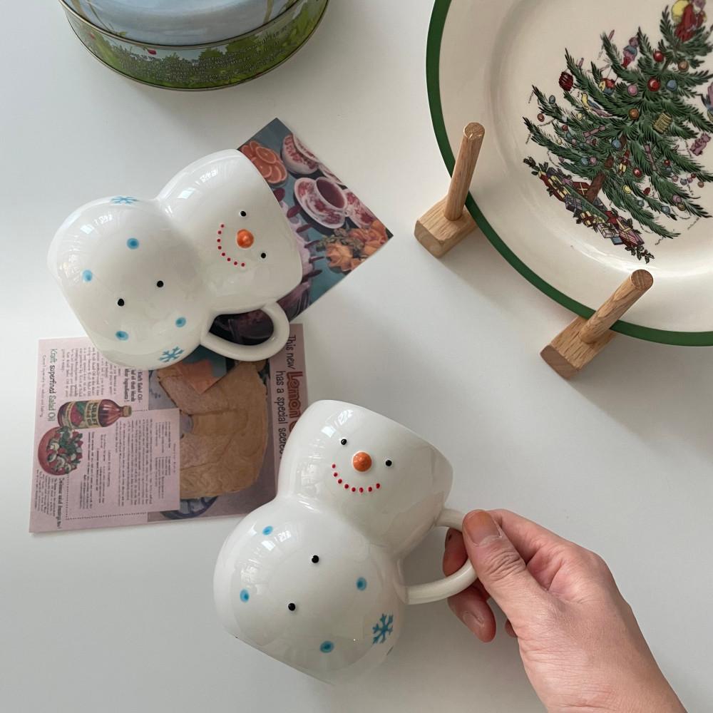 눈사람 머그컵 겨울 크리스마스 귀여운컵 홈카페 코코아