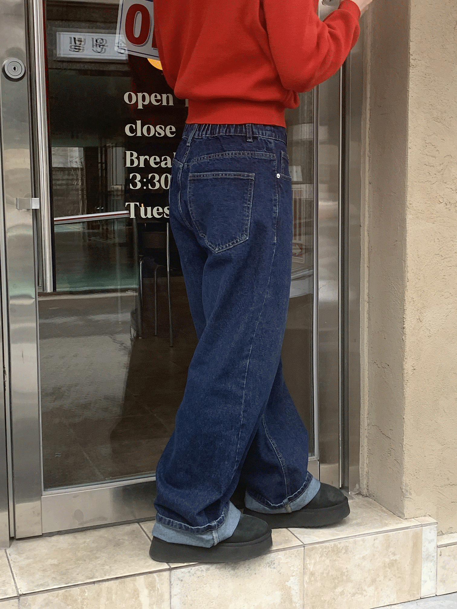 daily wide banding denim (3color)