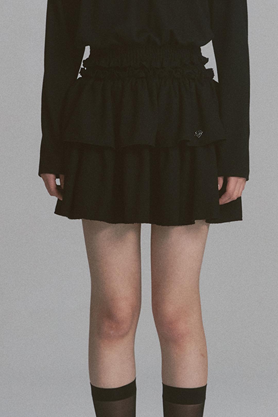 [카리나 착용] Tweed Cancan Frill Skirt Black