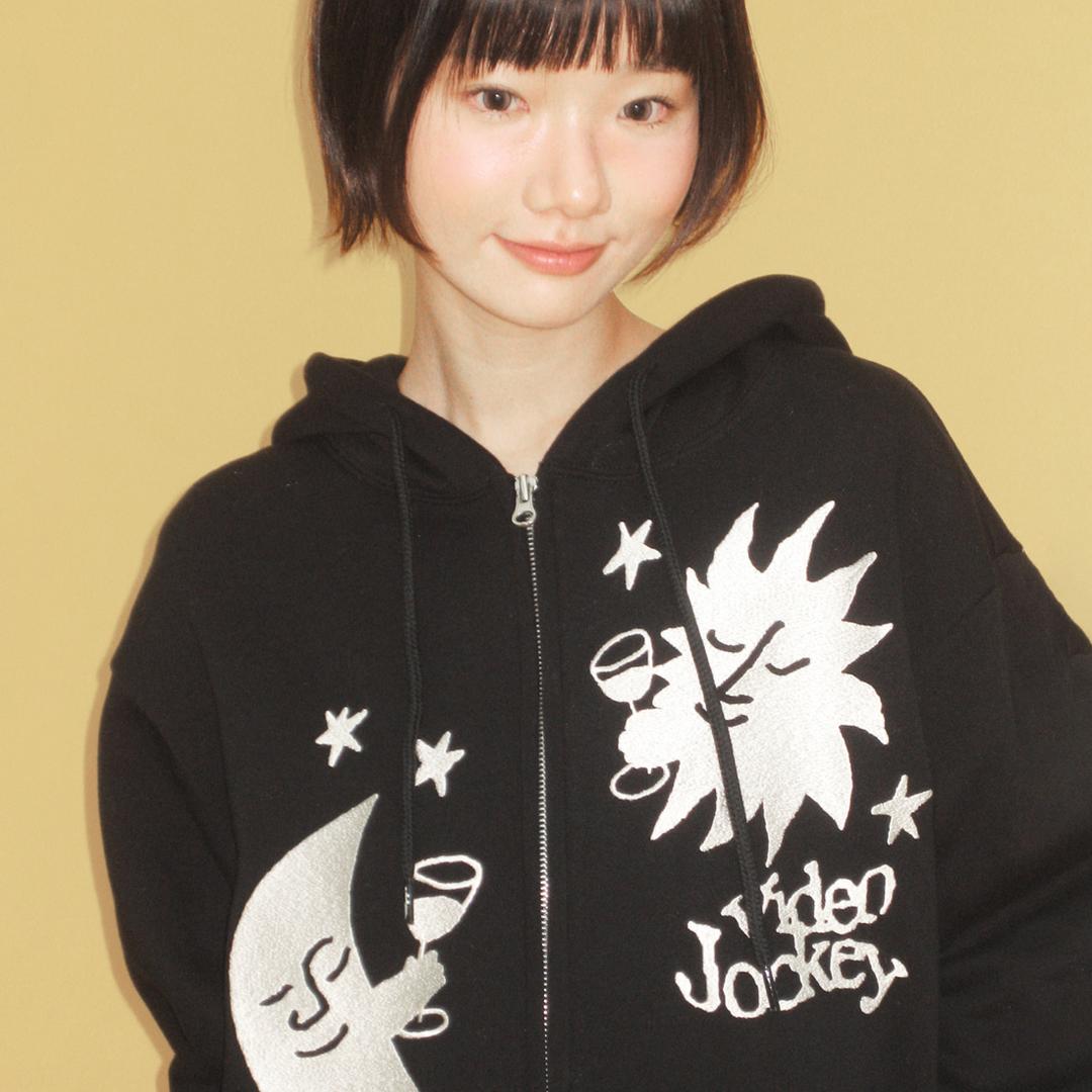 SUN TO THE MOON HOOD ZIP-UP [BLACK]
