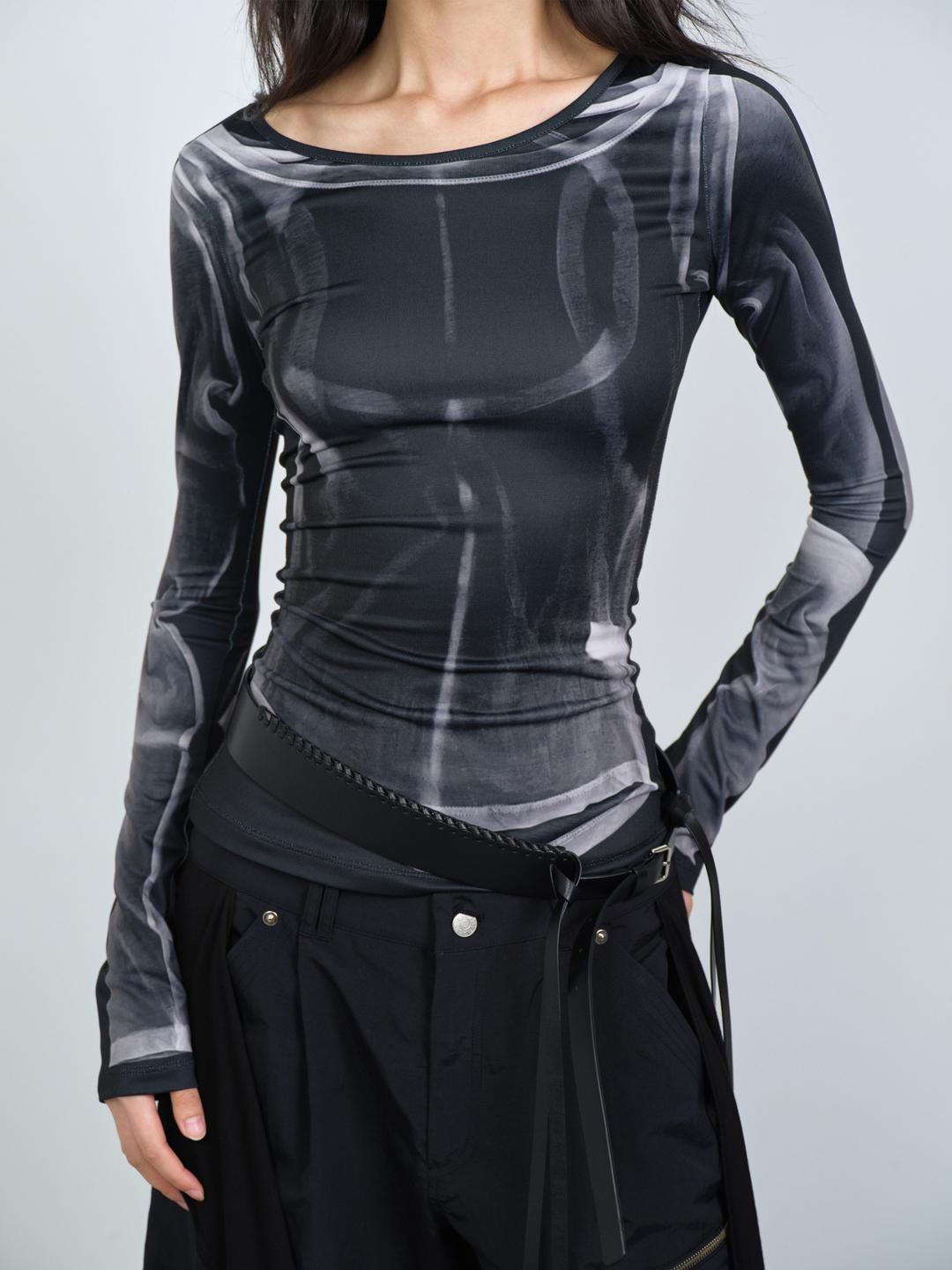 X-RAY PRINTED LONG SLEEVE BLACK