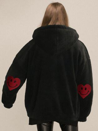 [UNISEX]엘보우 하트 스마일 양털후리스 자켓_2color
