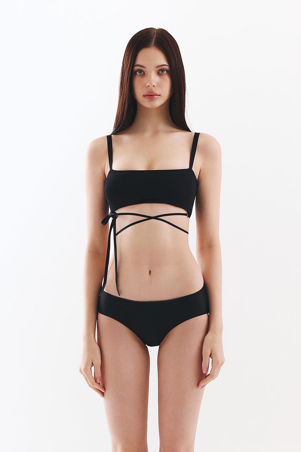 언더붑 크로스 리본 비키니 브라 (Black)