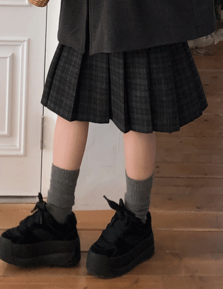 빈블 [빈티지/안감O] 푸이트 뒷밴딩 체크 플리츠 스커트