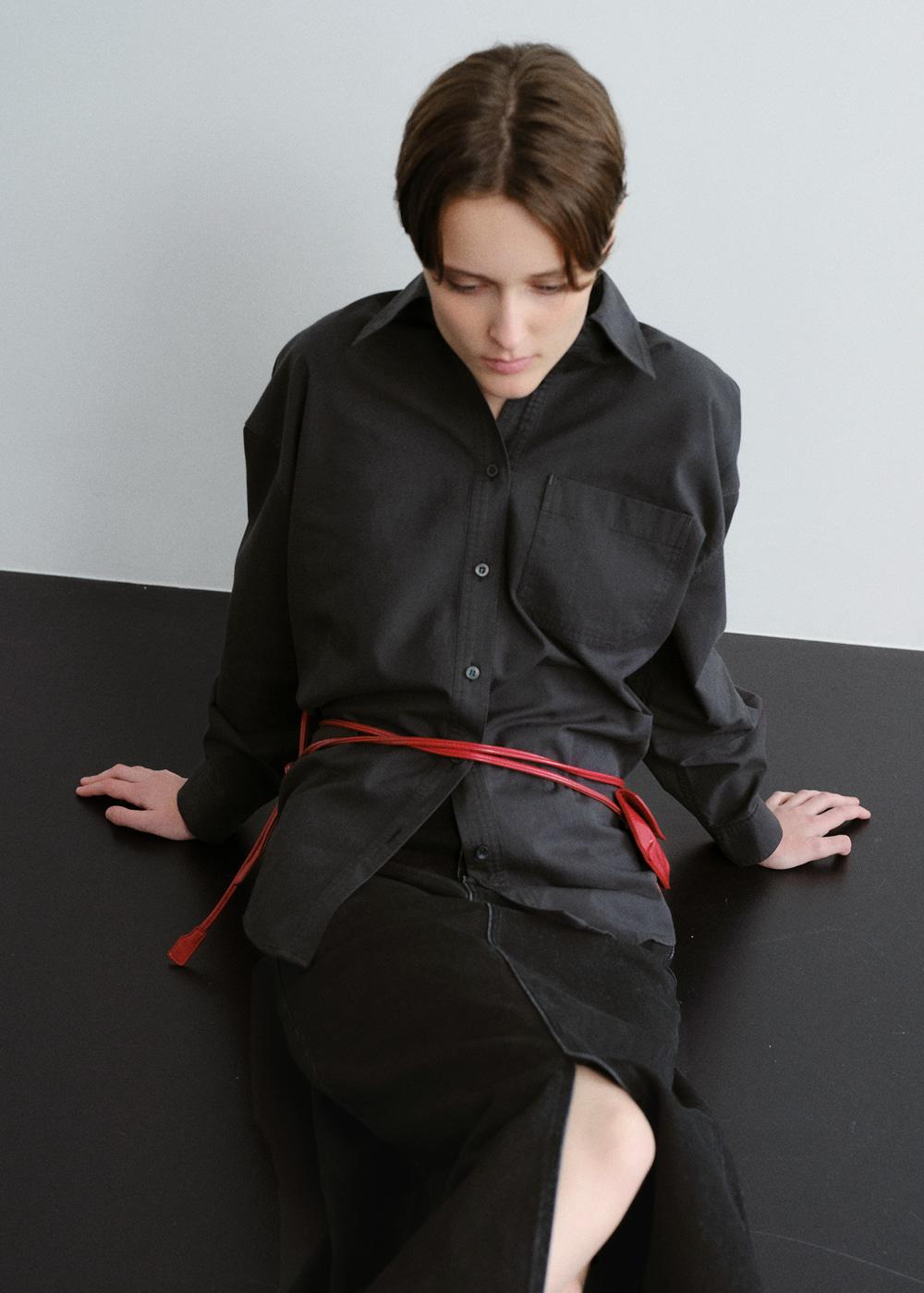 Twill washing shirt (charcoal)