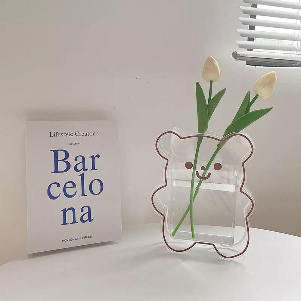 곰돌이 아크릴 문구 스탠드 정리함 연필 펜꽂이 인테리어 클리어 S