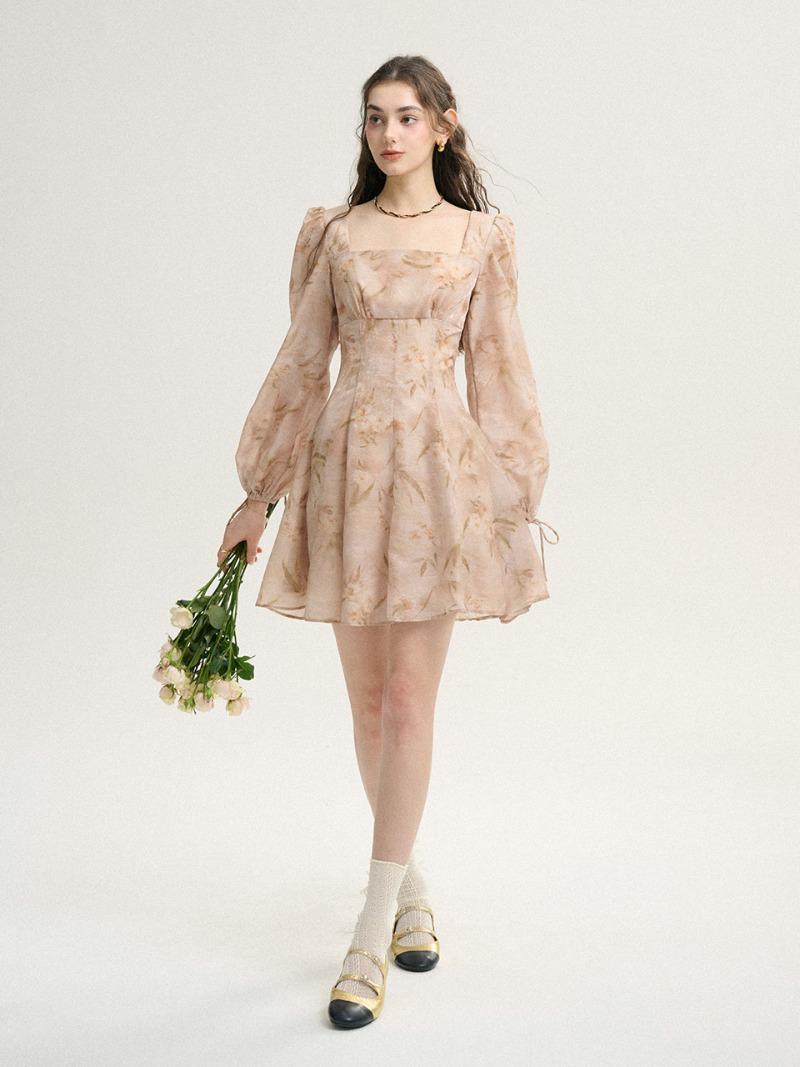 어텀 스퀘어넥 미니원피스