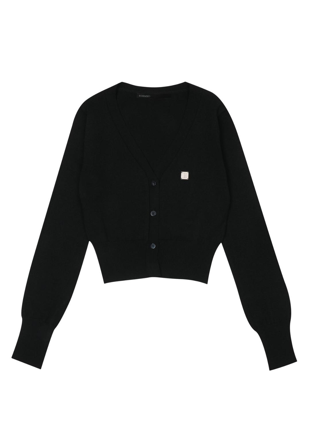 Y SYMBOL LONG SLEEVE CARDIGAN, BLACK