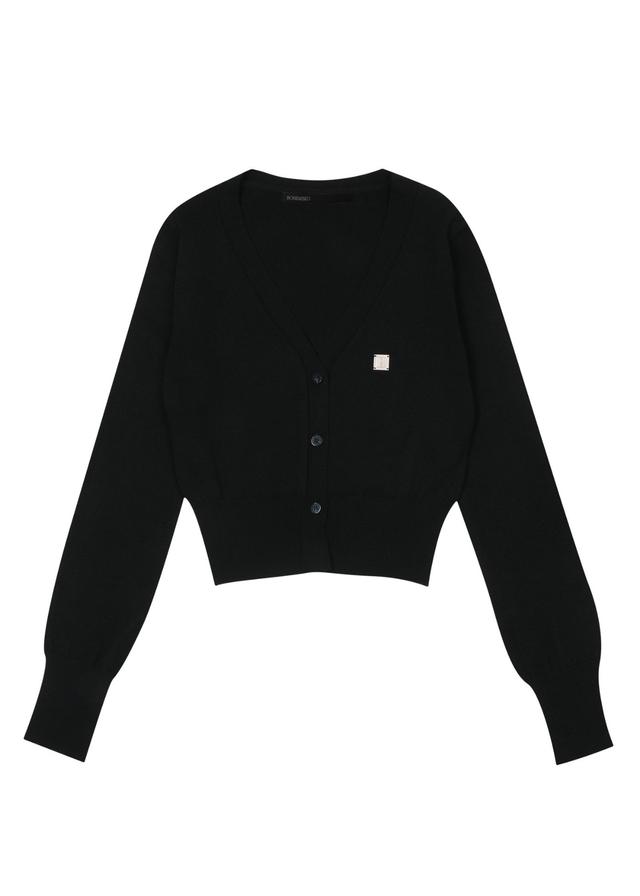 Y SYMBOL LONG SLEEVE CARDIGAN, BLACK