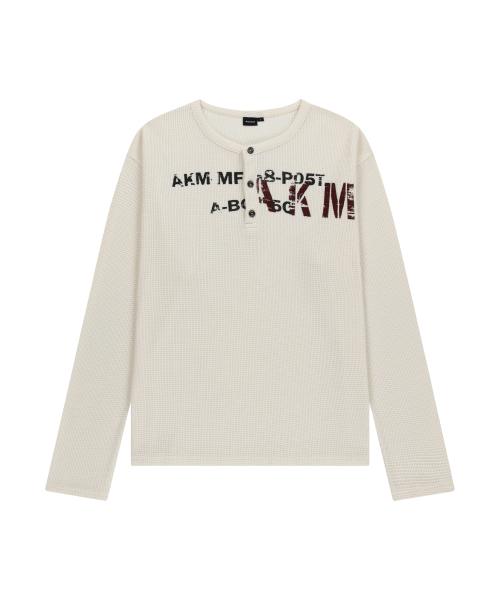 Waffle Henry Neck Long Sleeve (Ivory)