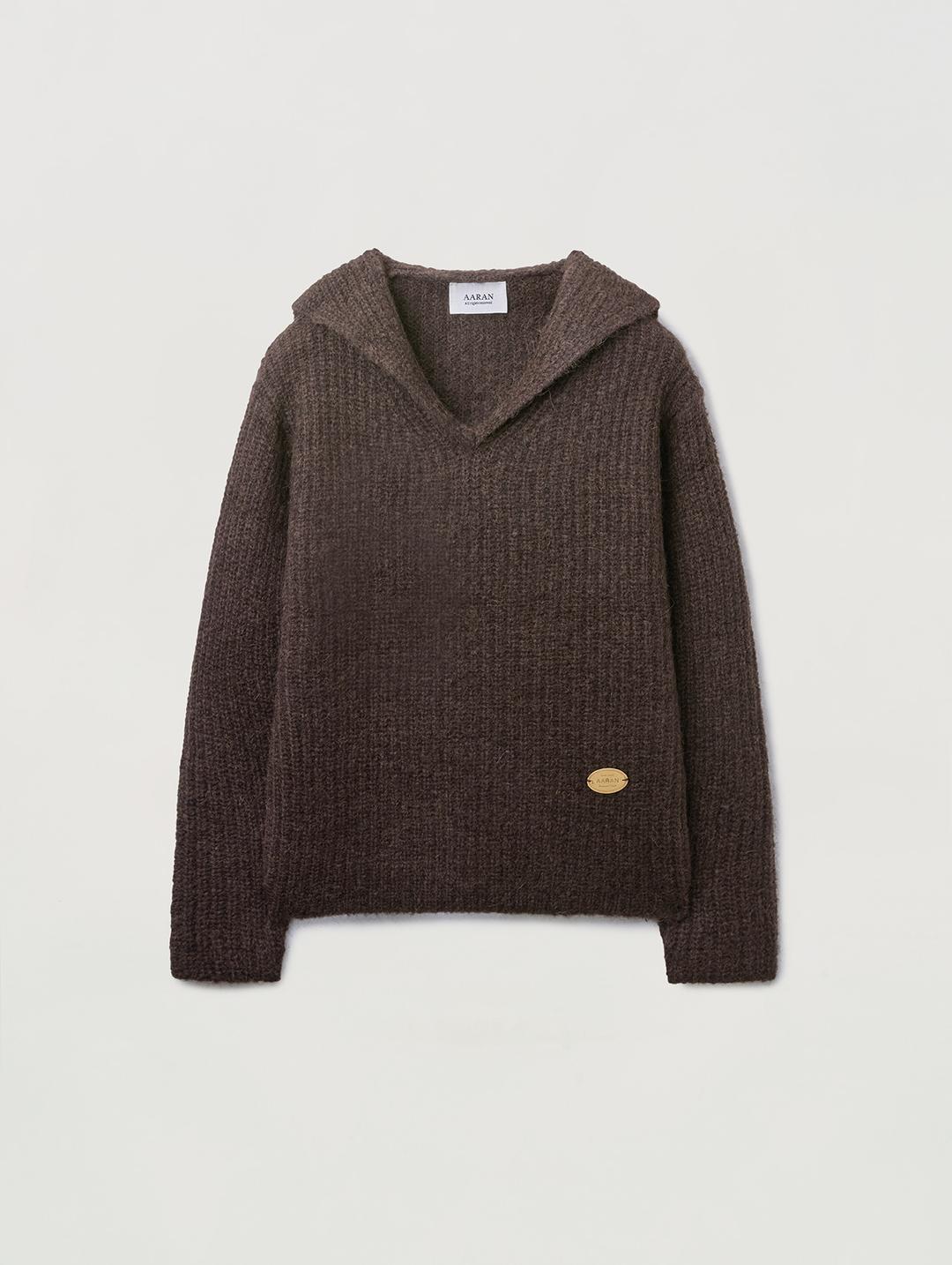 Sailor collar loose knit_brown