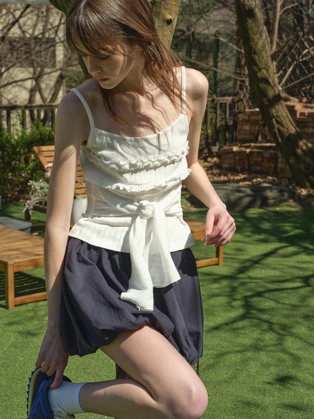 FRILL RIBBON TANK TOP (WHITE)