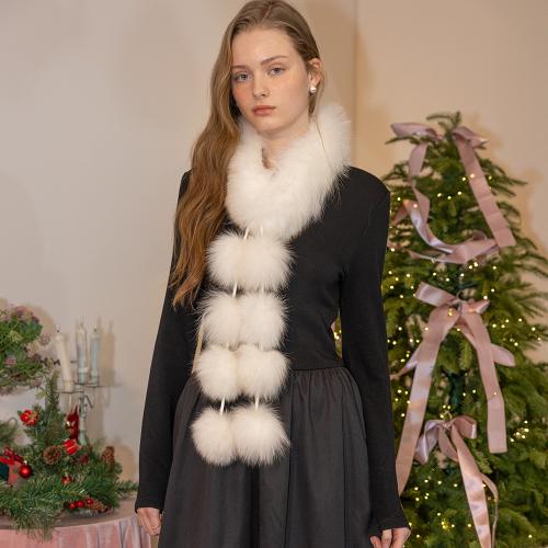 DD_Fur ball warm muffler_WHITE