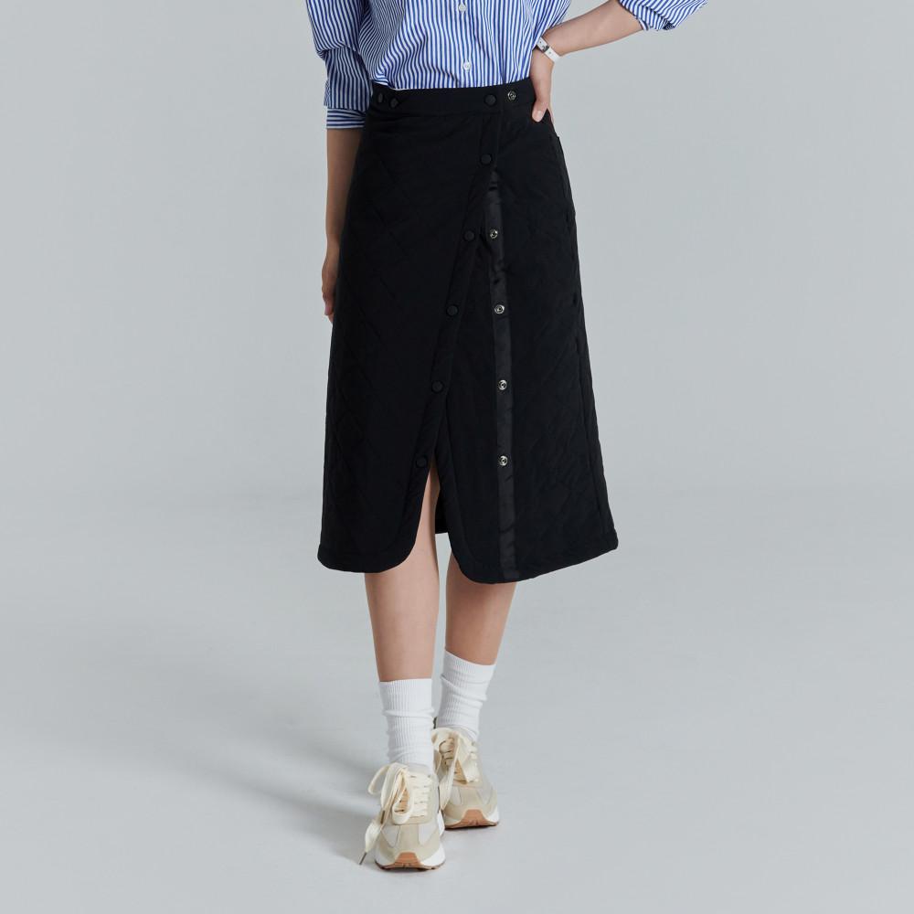 패딩 랩스커트 퀄팅 보온 방한 롱 치마 스커트