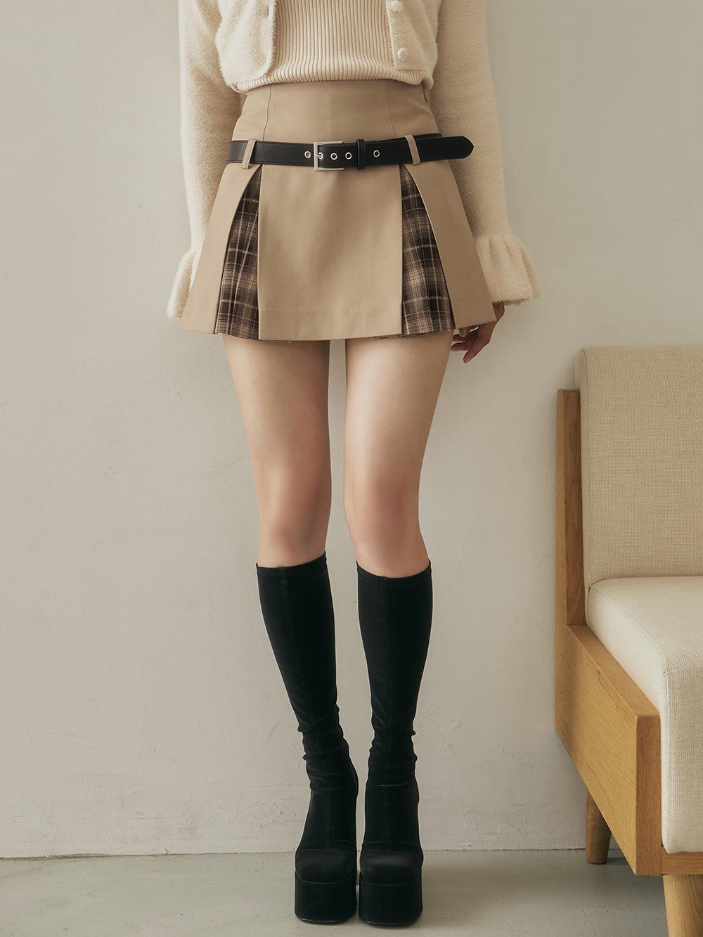 チェックドッキングミニスカート