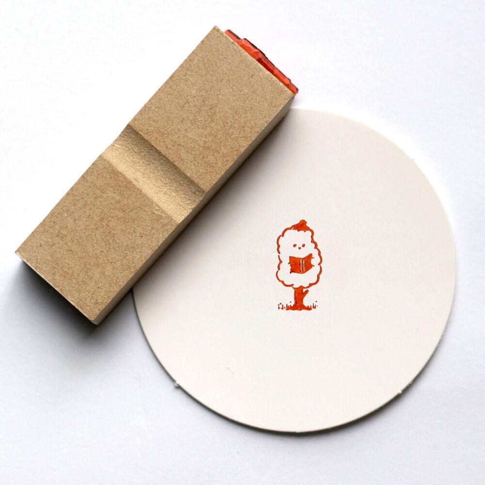 숲 나무 독서 우드 스탬프