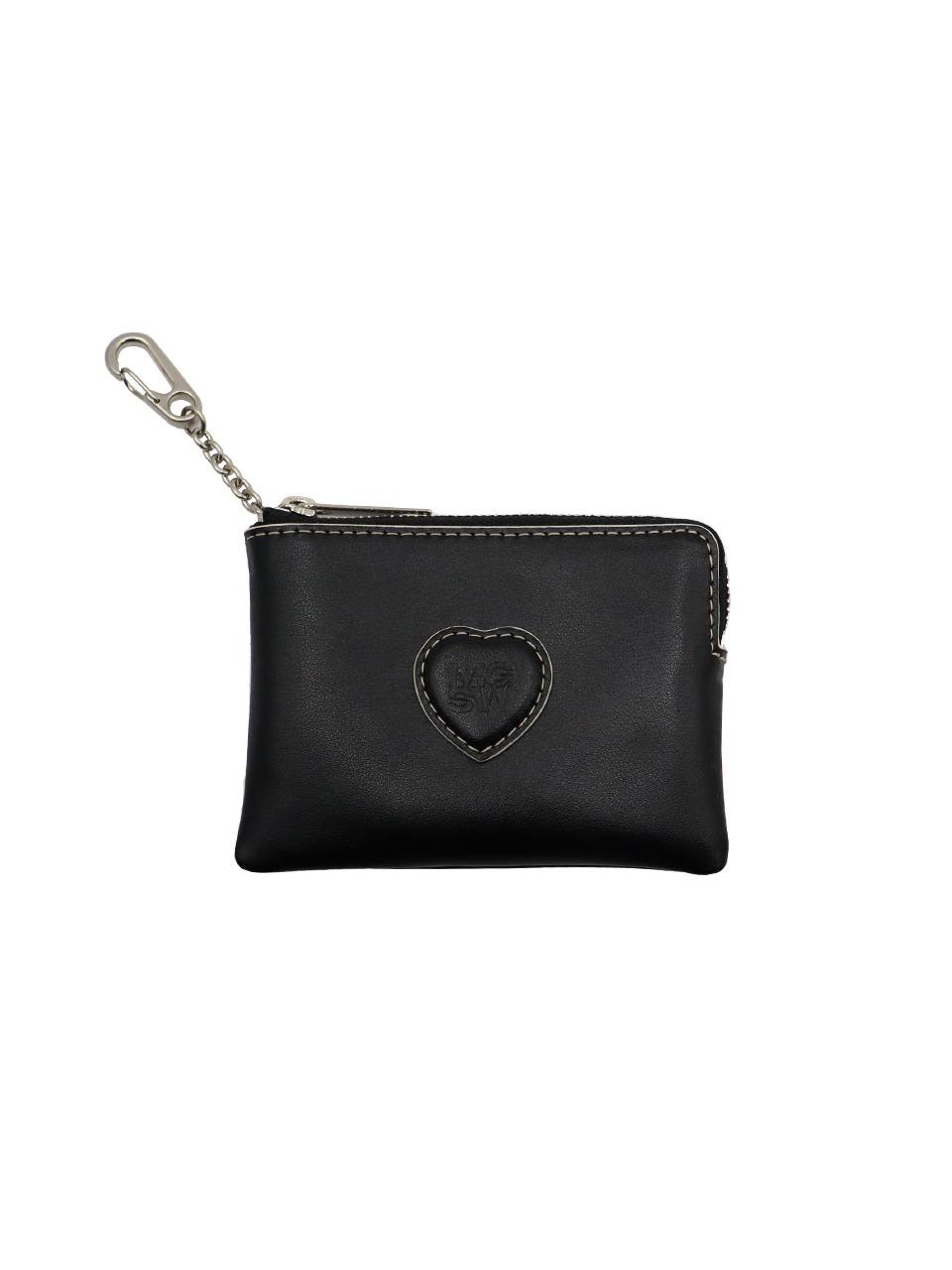 HEART ZIPPER WALLET_black plain